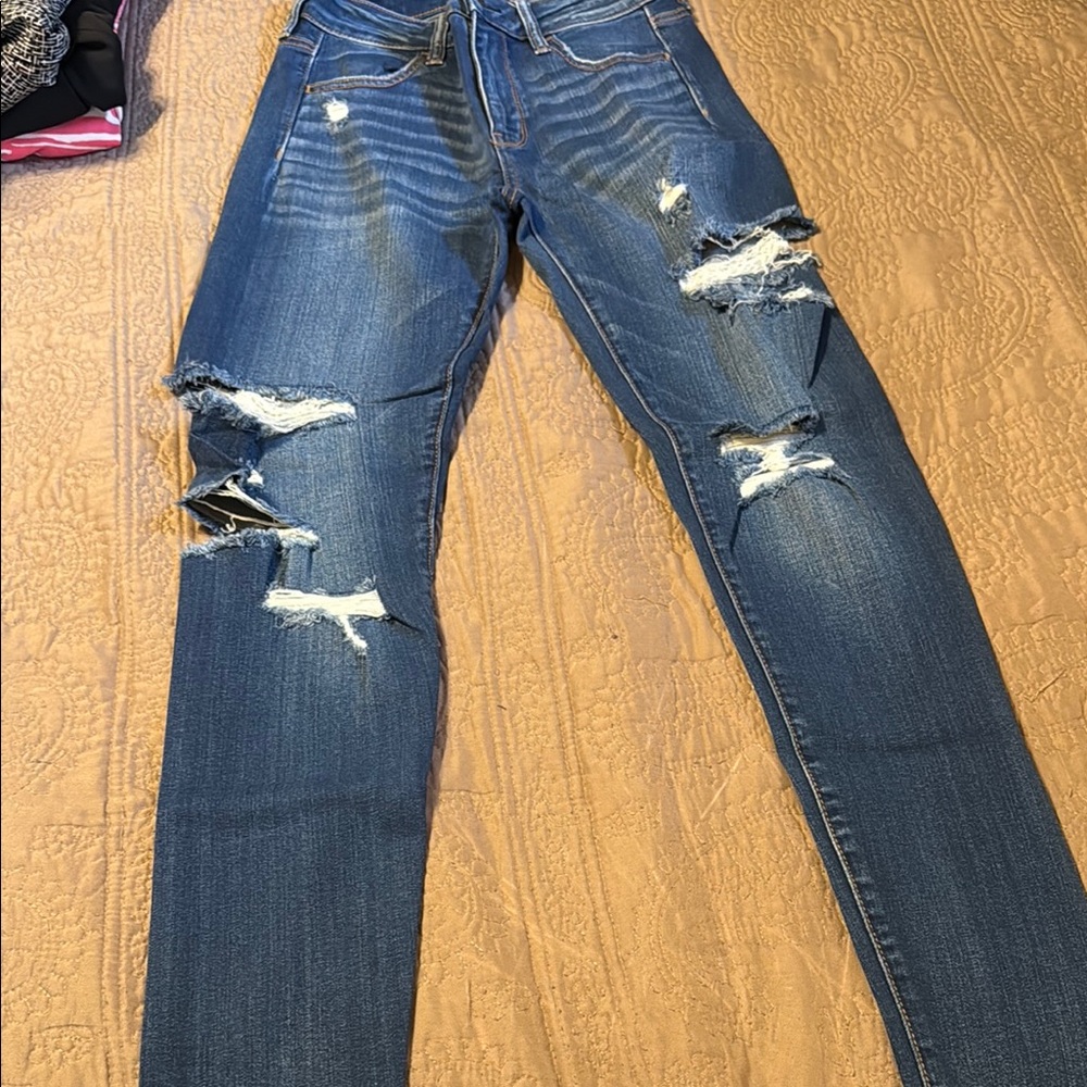 Distressed Blue Jeans